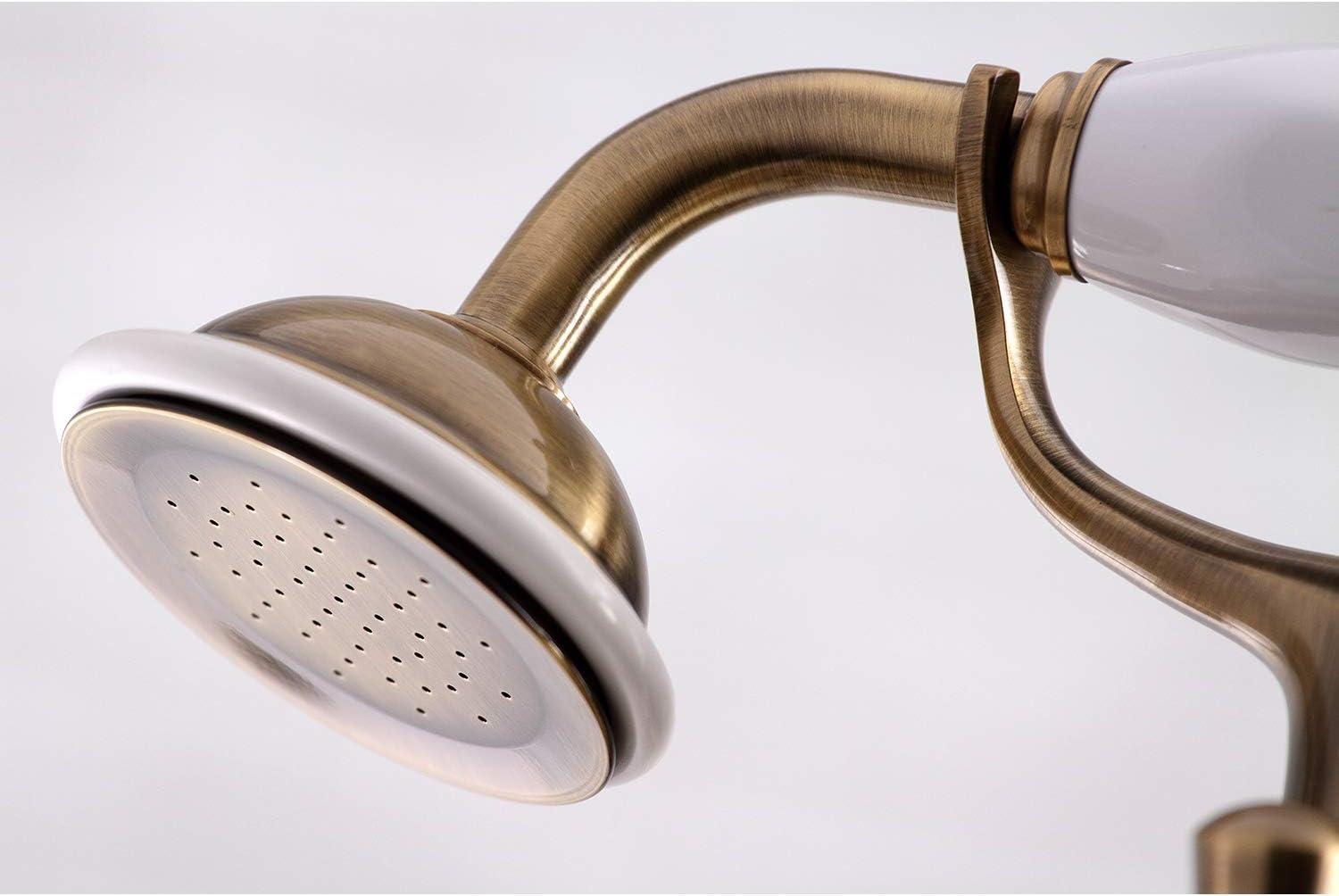 Kingston Brass Kingston Three-Handle 2-Hole Deck Mount Clawfoot Tub Faucet with Hand Shower