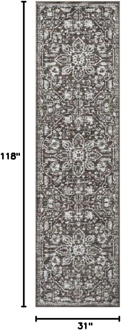 Vintage Bohemian Floral Gray Soft Runner Rug 2'7" x 9'10"