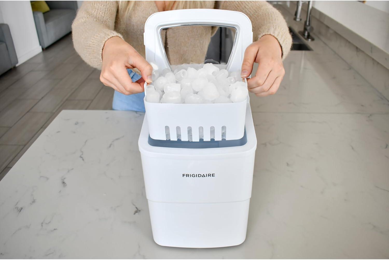 Frigidaire Ice Maker with 26 lbs. Capacity Countertop Stainless Steel Ice Maker with Transparent Window