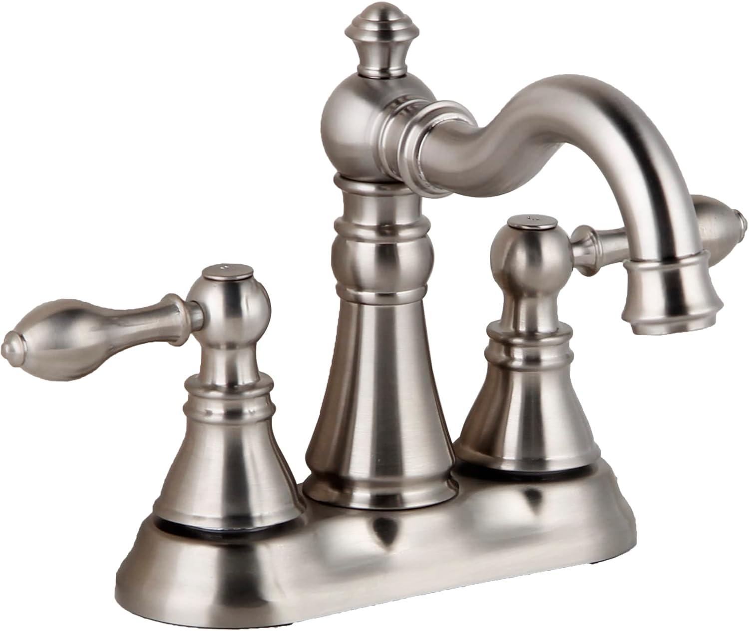 Brushed Nickel High Arc Double Handle Bathroom Faucet