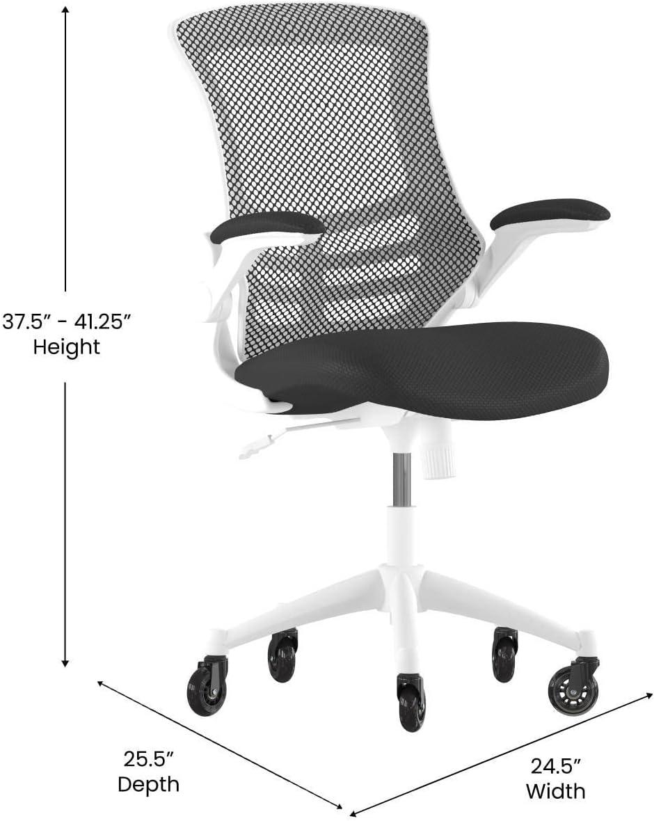 Kelista Mid-Back Black Mesh and Leather Swivel Task Chair