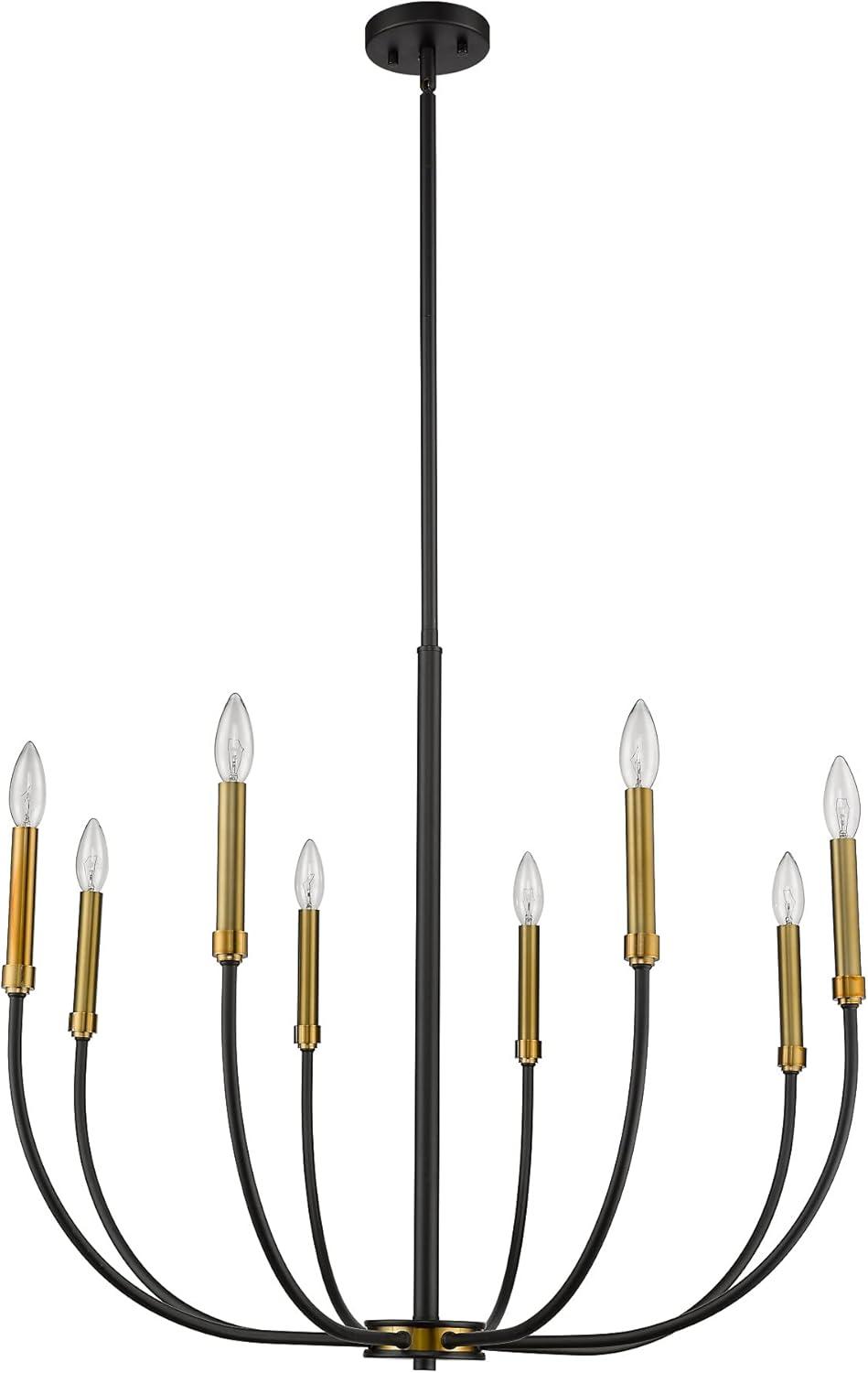 Haylie Opulent Oversized Brass & Matte Black 8-Light Chandelier