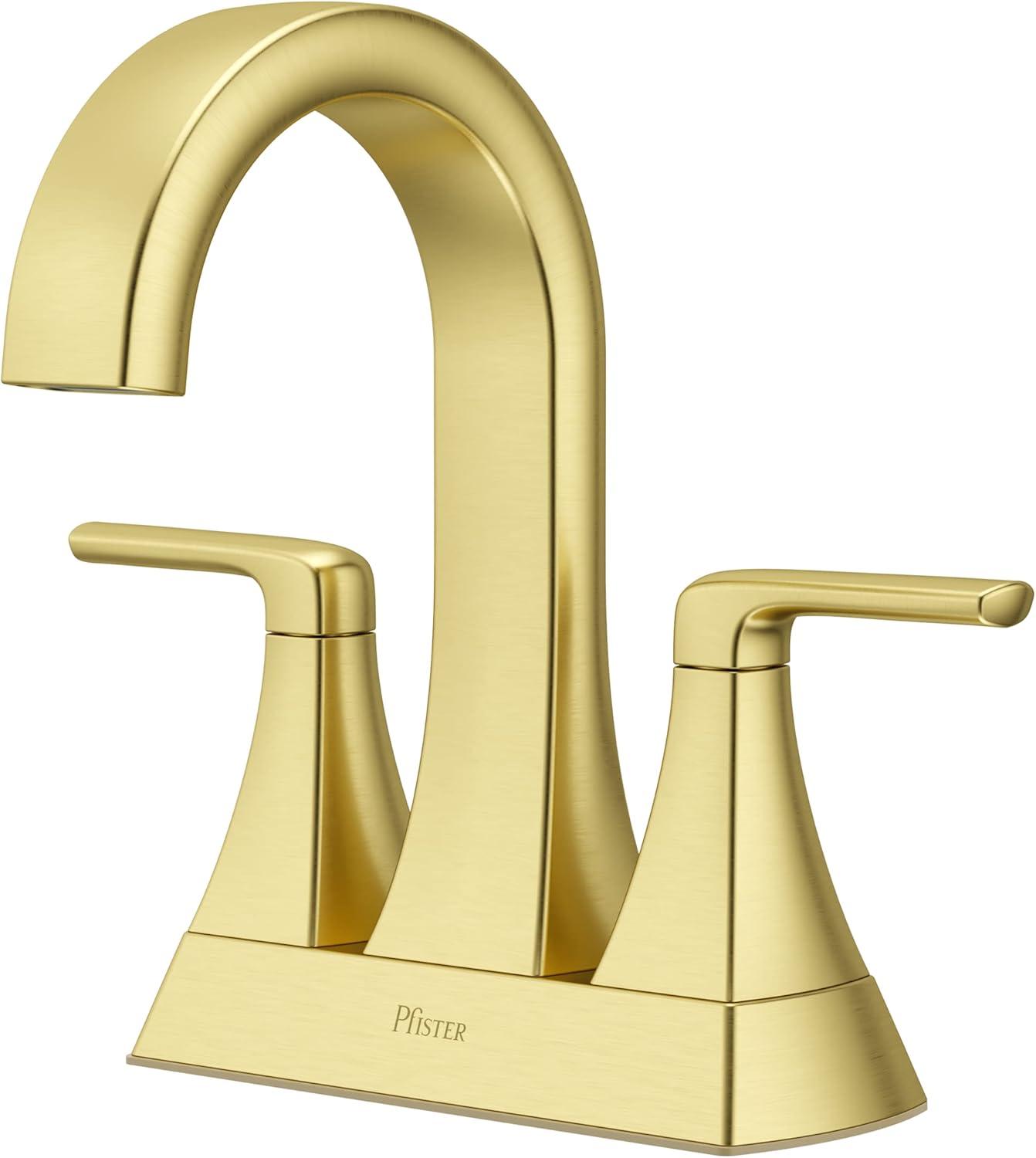 Brushed Gold Metal 2-Handle Centerset Bathroom Faucet