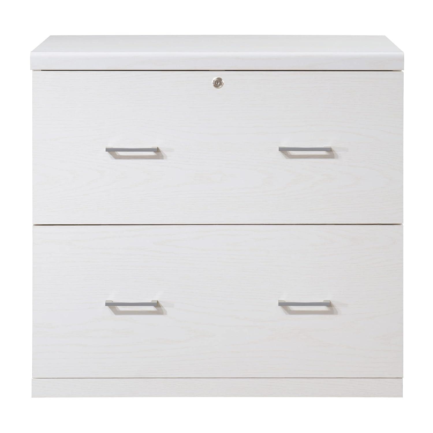 Alpine 2-Drawer Engineered Wood Lateral File with Lockdowel  in White Finish