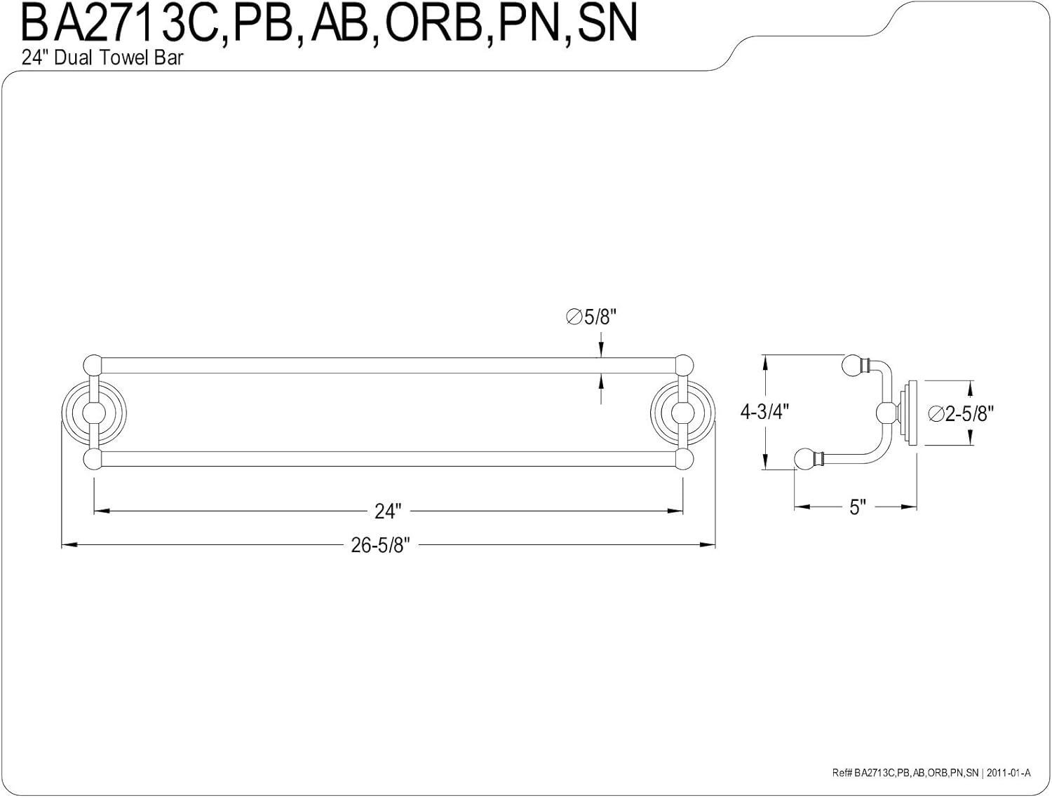 Kingston Brass Milano 24-Inch Dual Towel Bar