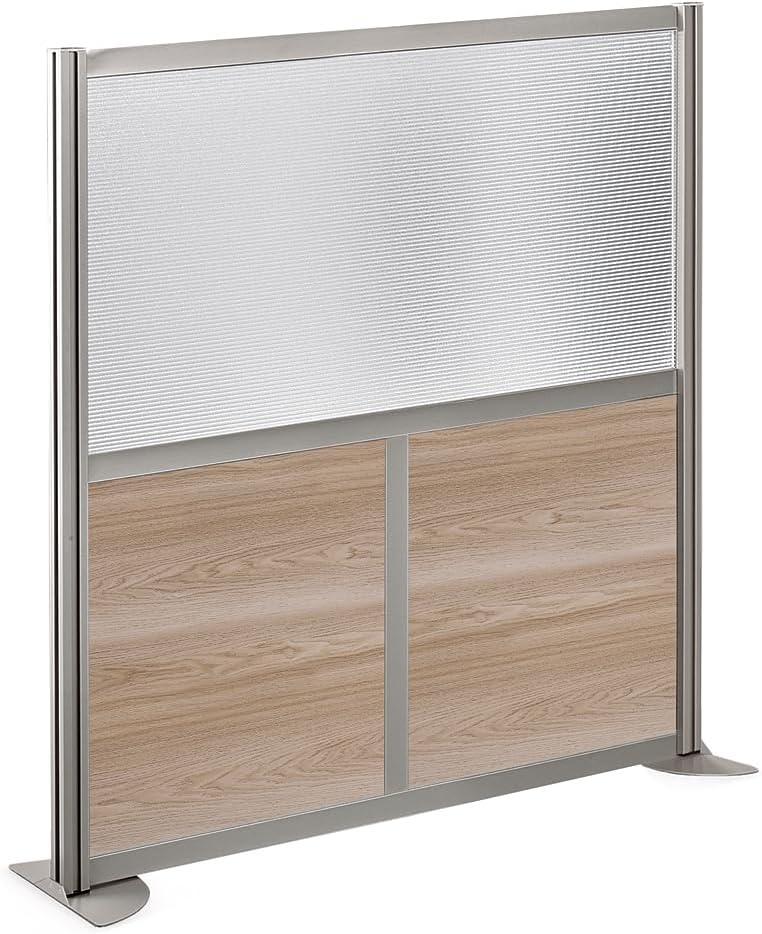 Office Partition, Cubicle Wall Divider, Modern Room Separator, Free Standing Privacy Panel, 52"H x 49"W, Indoor, Warm Ash