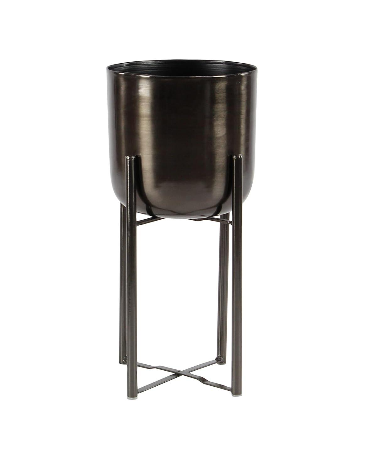 CosmoLiving by Cosmopolitan 2 - Piece Metal Dome Indoor Outdoor Planter with Removable Stand Set