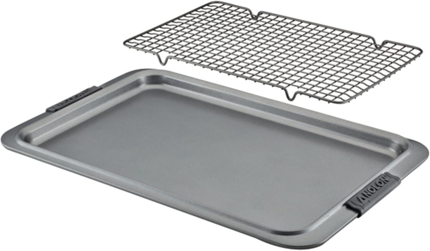 Anolon Advanced Nonstick Bakeware Baking Sheet And Cooling Rack Set, 11-Inch X 17-Inch, Gray