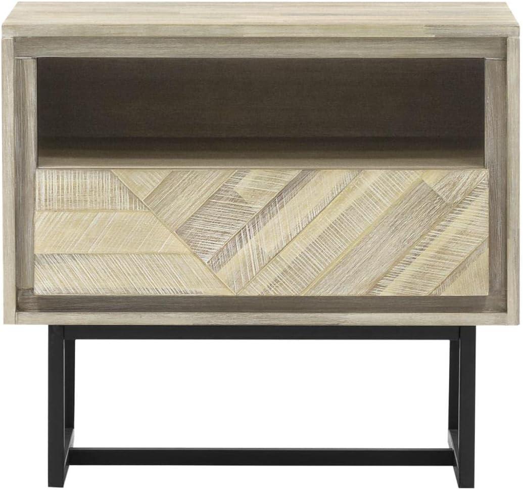 Armen Living Peridot 1-Drawer Modern Wood Night Stand in Natural