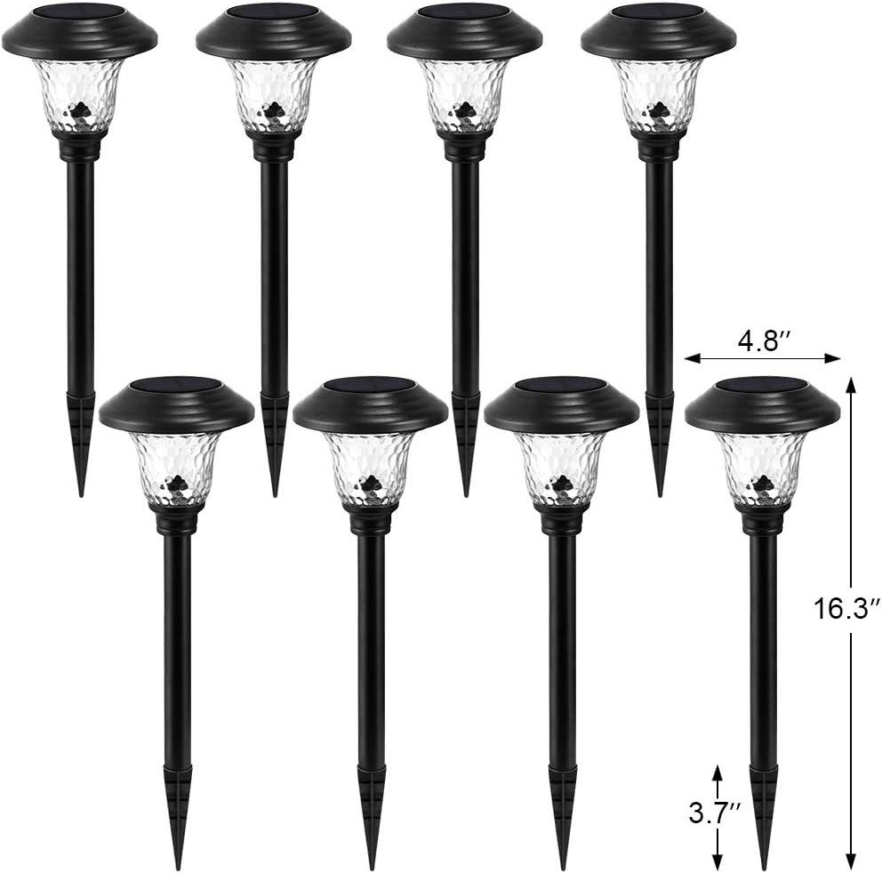 Beau Jardin 8 Pack Solar Pathway Lights with Glass LED