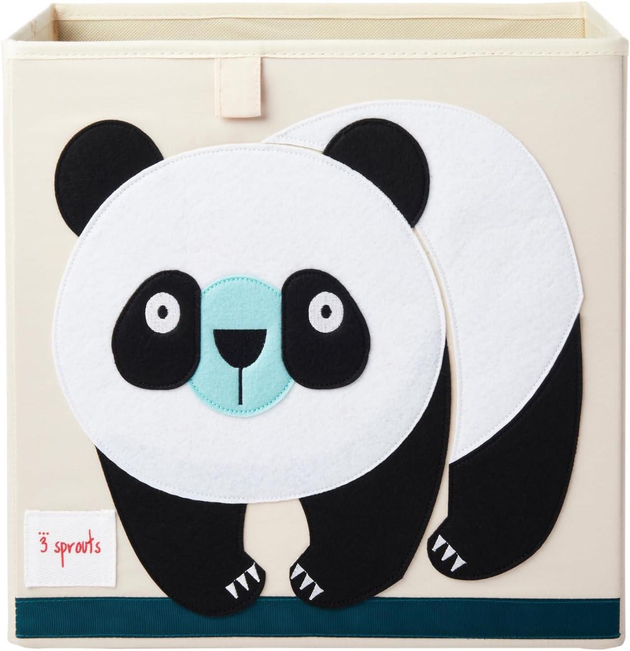 3 Sprouts Children's Foldable Fabric Storage Cube Box Soft Toy Bin, Panda Bear