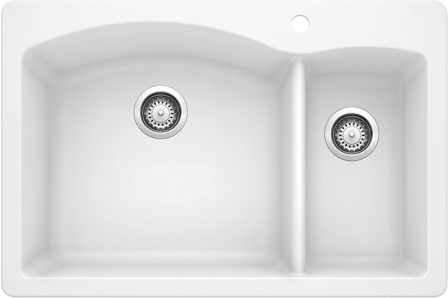 Blanco Diamond Silgranit 33" L x 22" W Double Basin Drop-In/Undermount Sink 440200