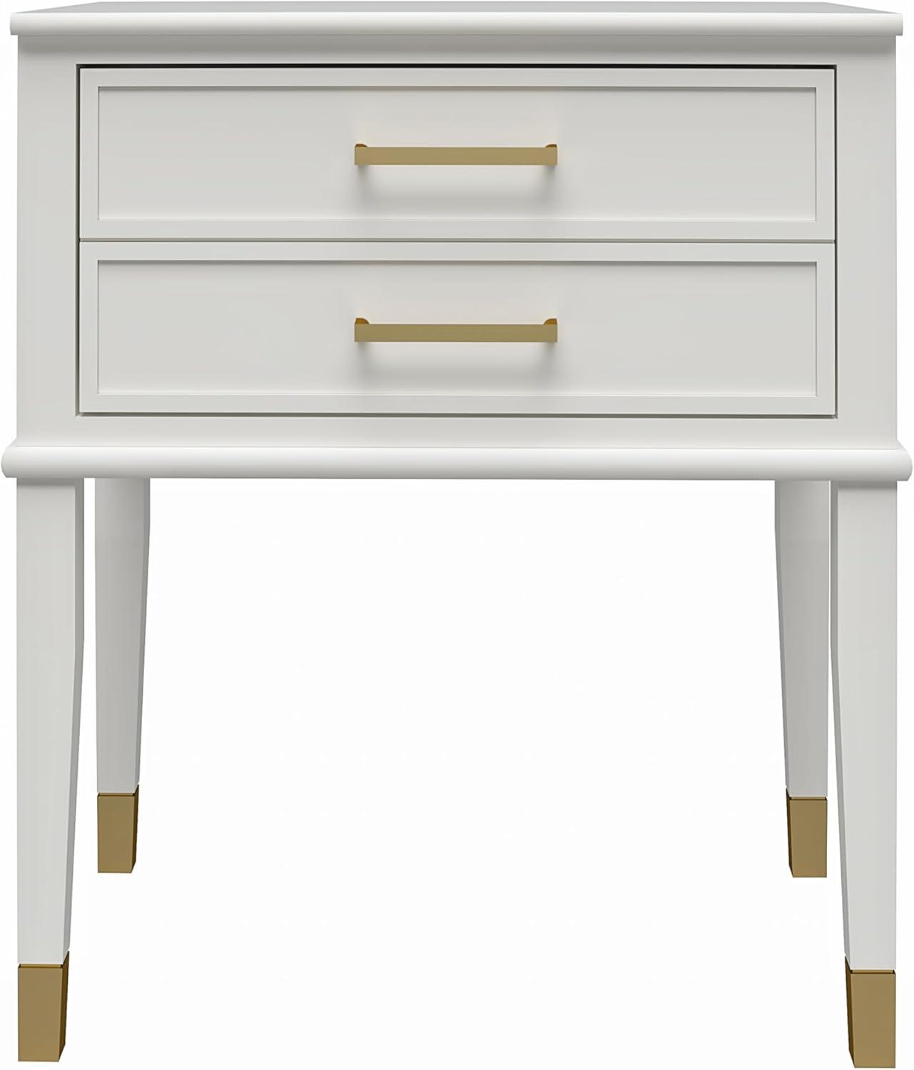 Westerleigh Sophisticated White End Table with Gold Accents