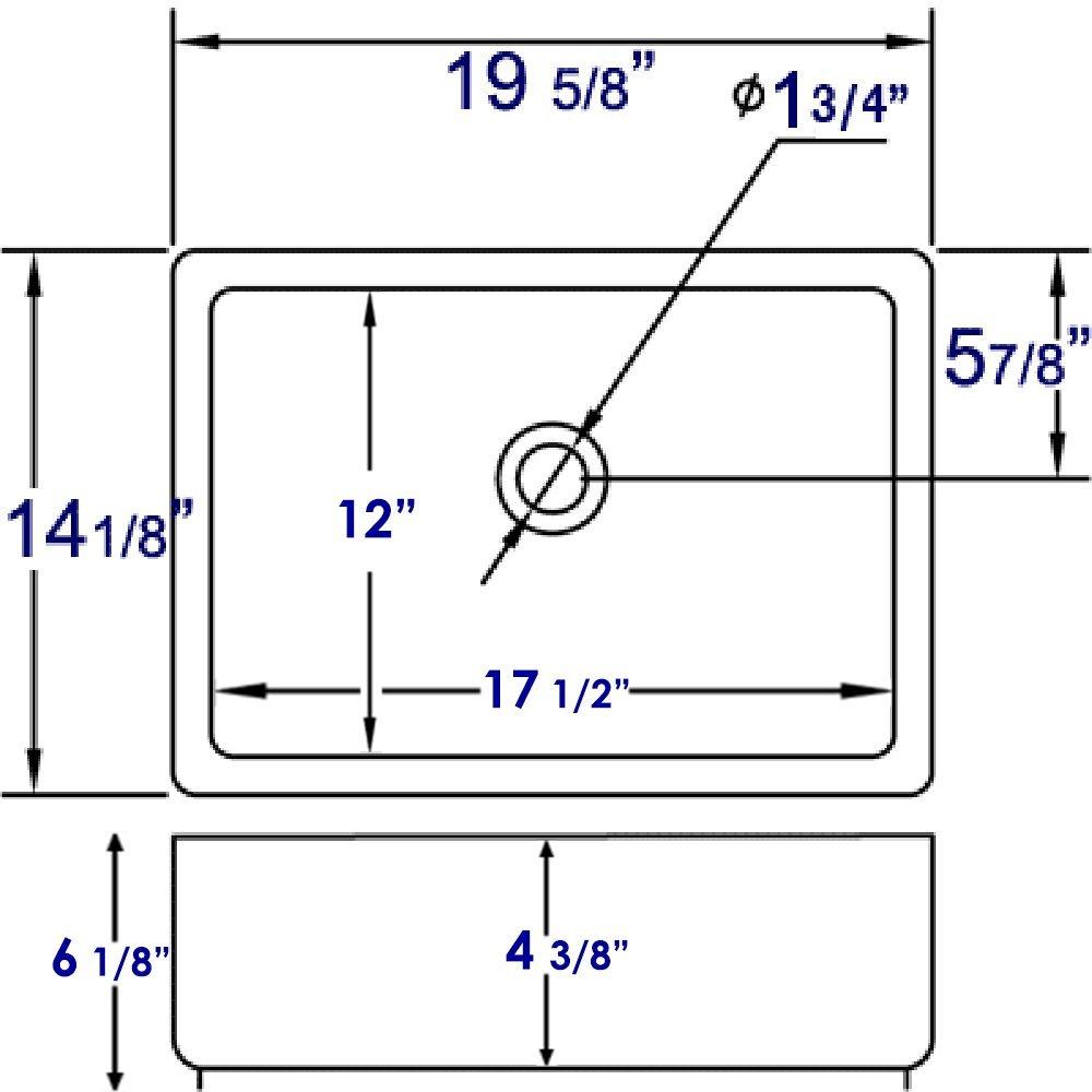 EAGO 14.125'' White Porcelain Rectangular Bathroom Sink with Overflow