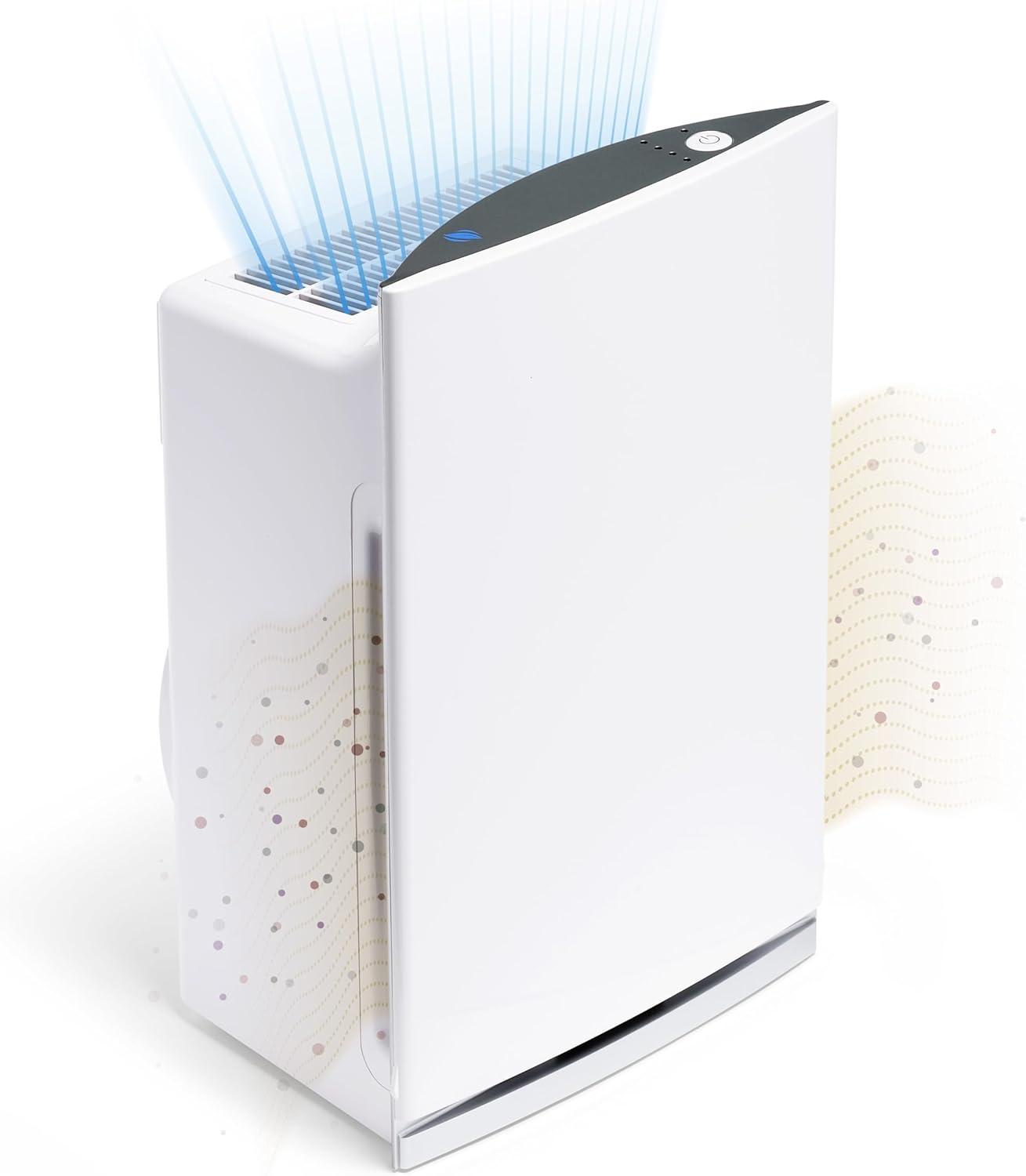 White Compact HEPA Air Purifier with Odor Absorbing Filter