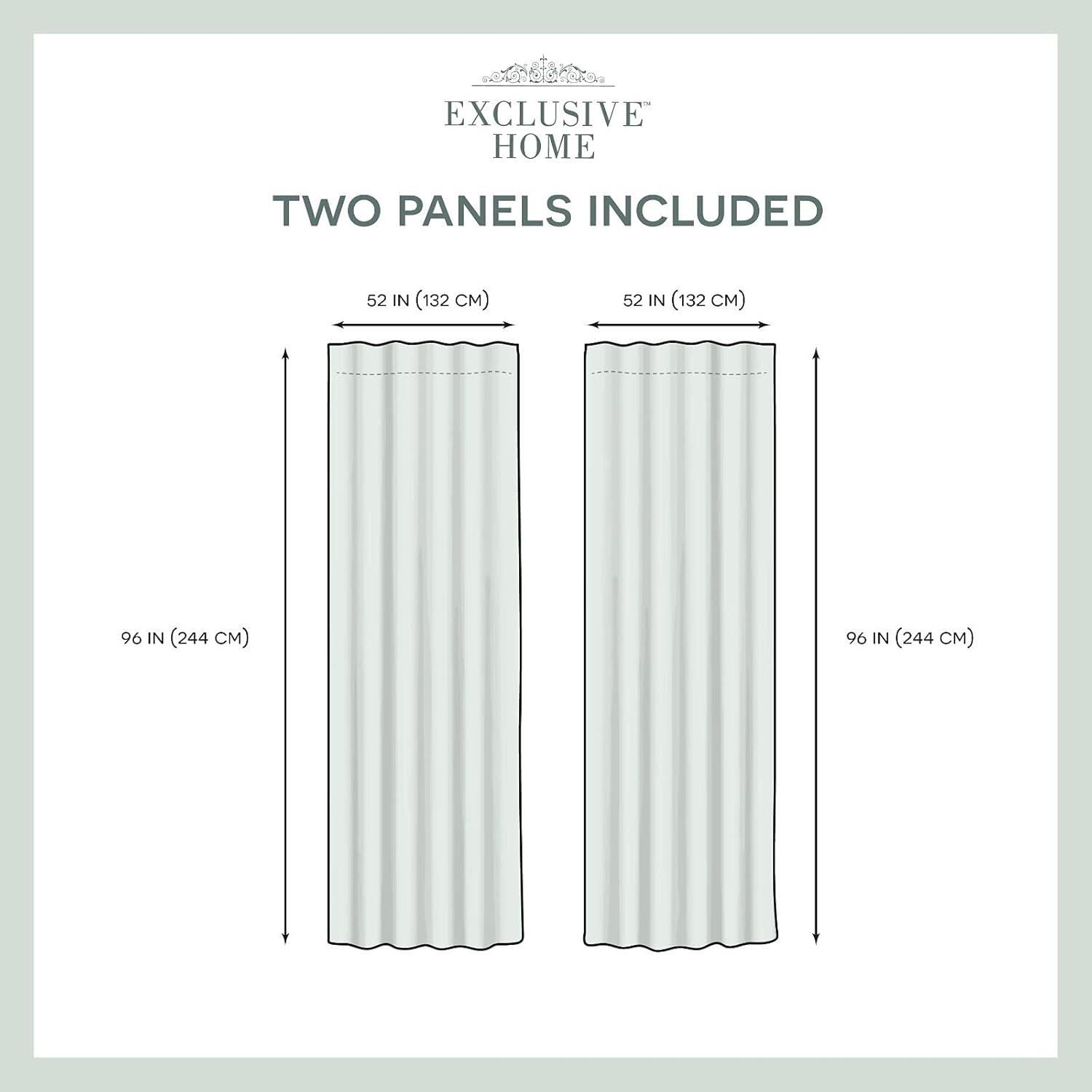Set of 2 (96"x54") Velvet Back Tab Light Filtering Window Curtain Panels Navy - Exclusive Home: Polyester, OEKO-TEX Certified