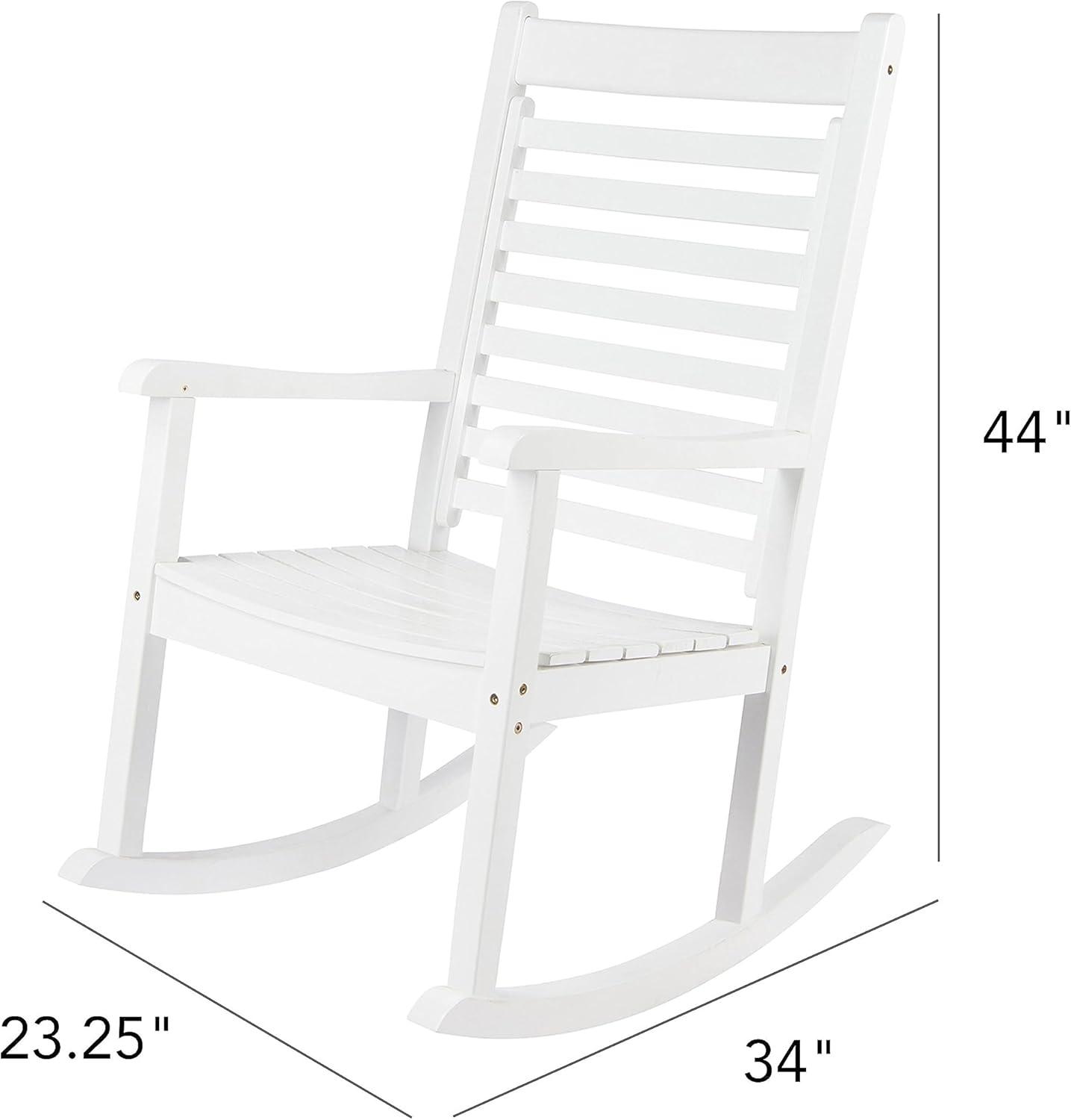 Shine Company Modern Wood Rocking Chairs, Ergonomic Wide Seat Porch Rockers, 2-Pack, White