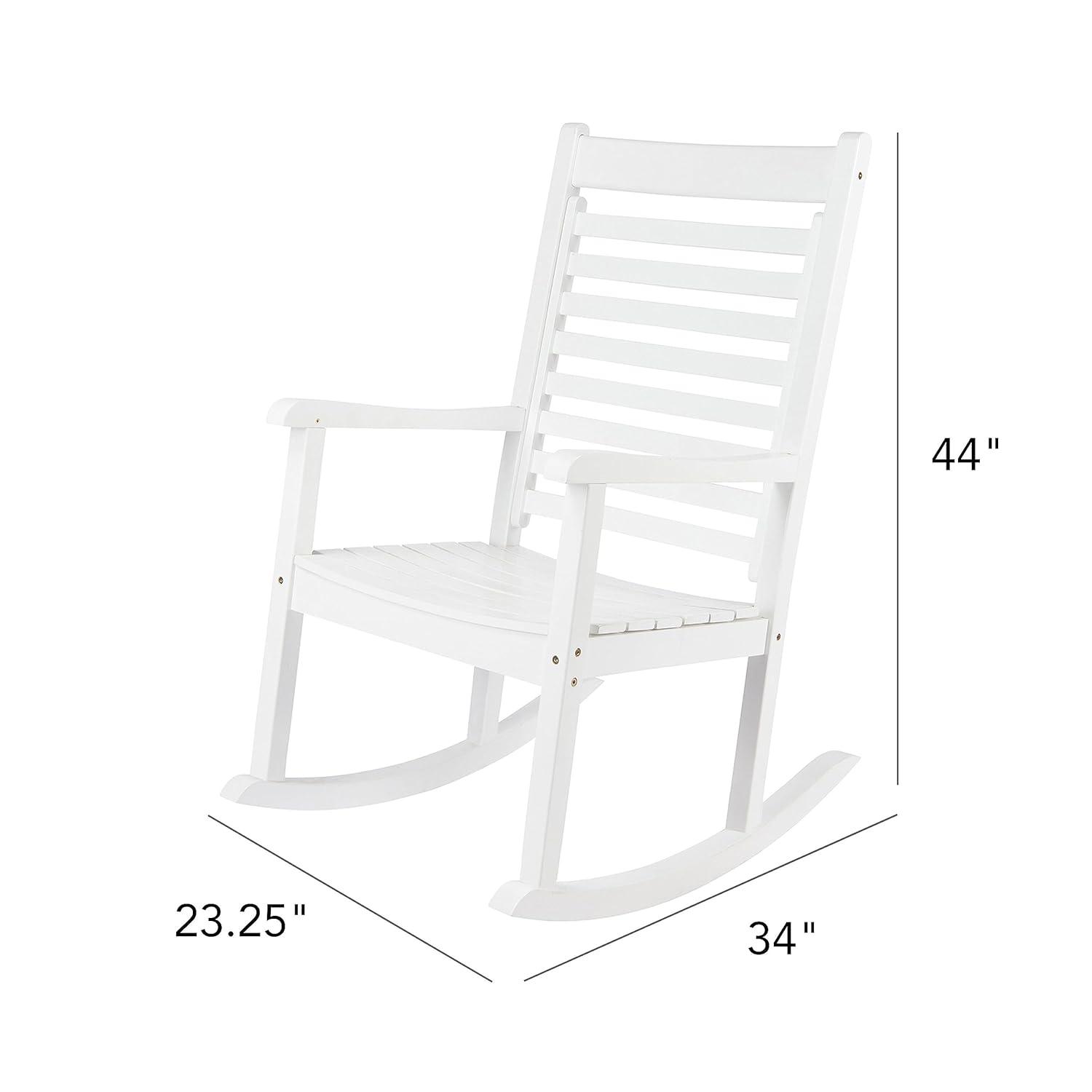 Shine Company Modern Wood Rocking Chairs, Ergonomic Wide Seat Porch Rockers, 2-Pack, White
