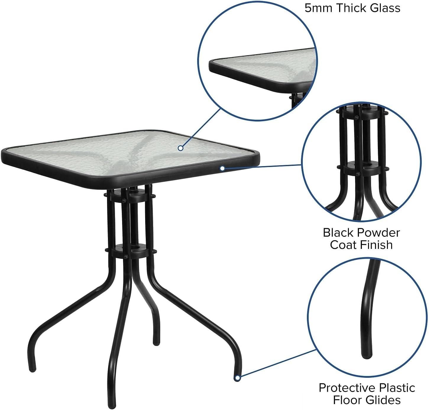 Flash Furniture 23.5'' Square Tempered Glass Metal Table