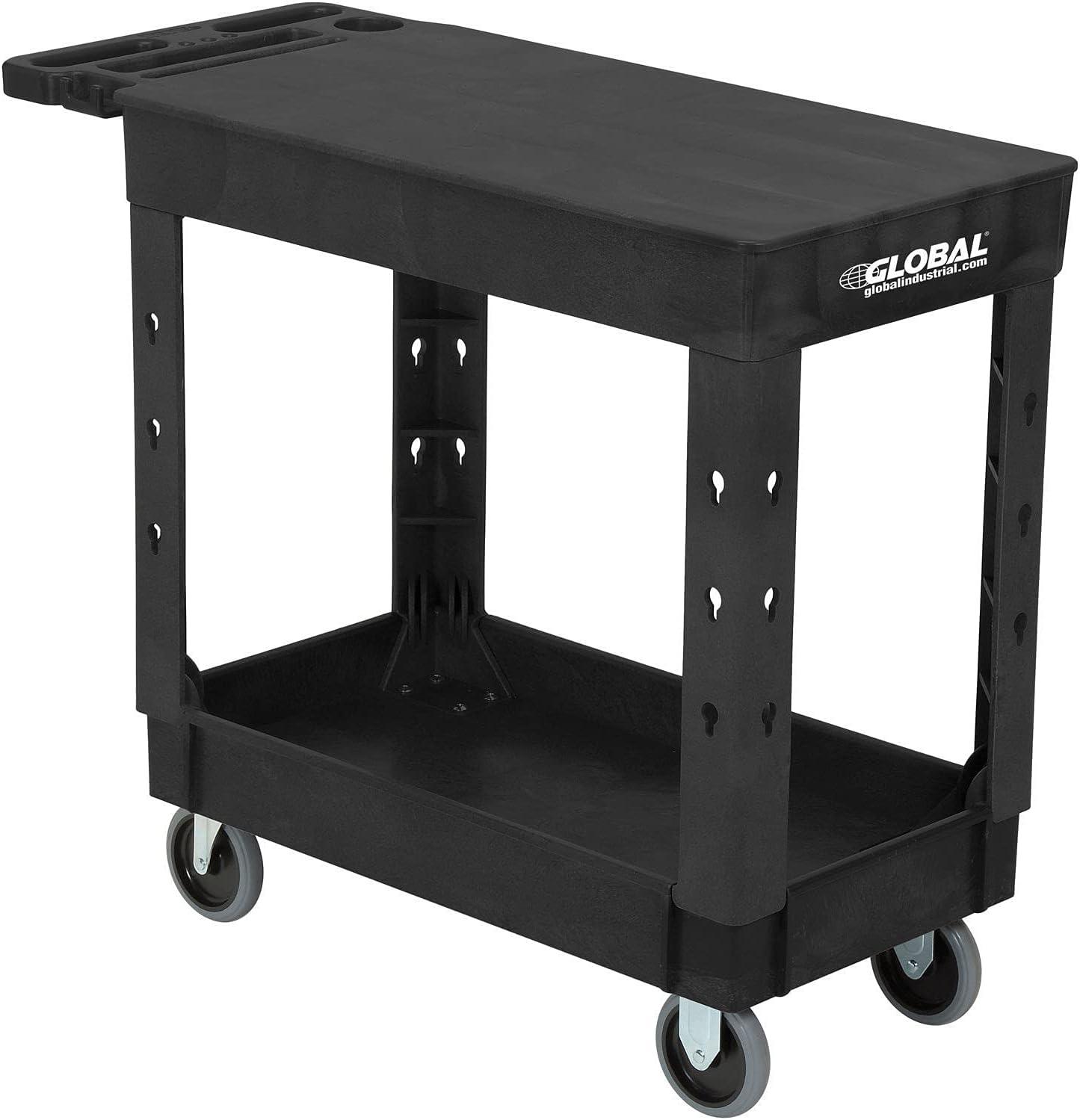 Global Industrial™ Flat Top Utility Cart w/2 Shelves 38"L x 17-1/2"W x 32-1/2"H Black