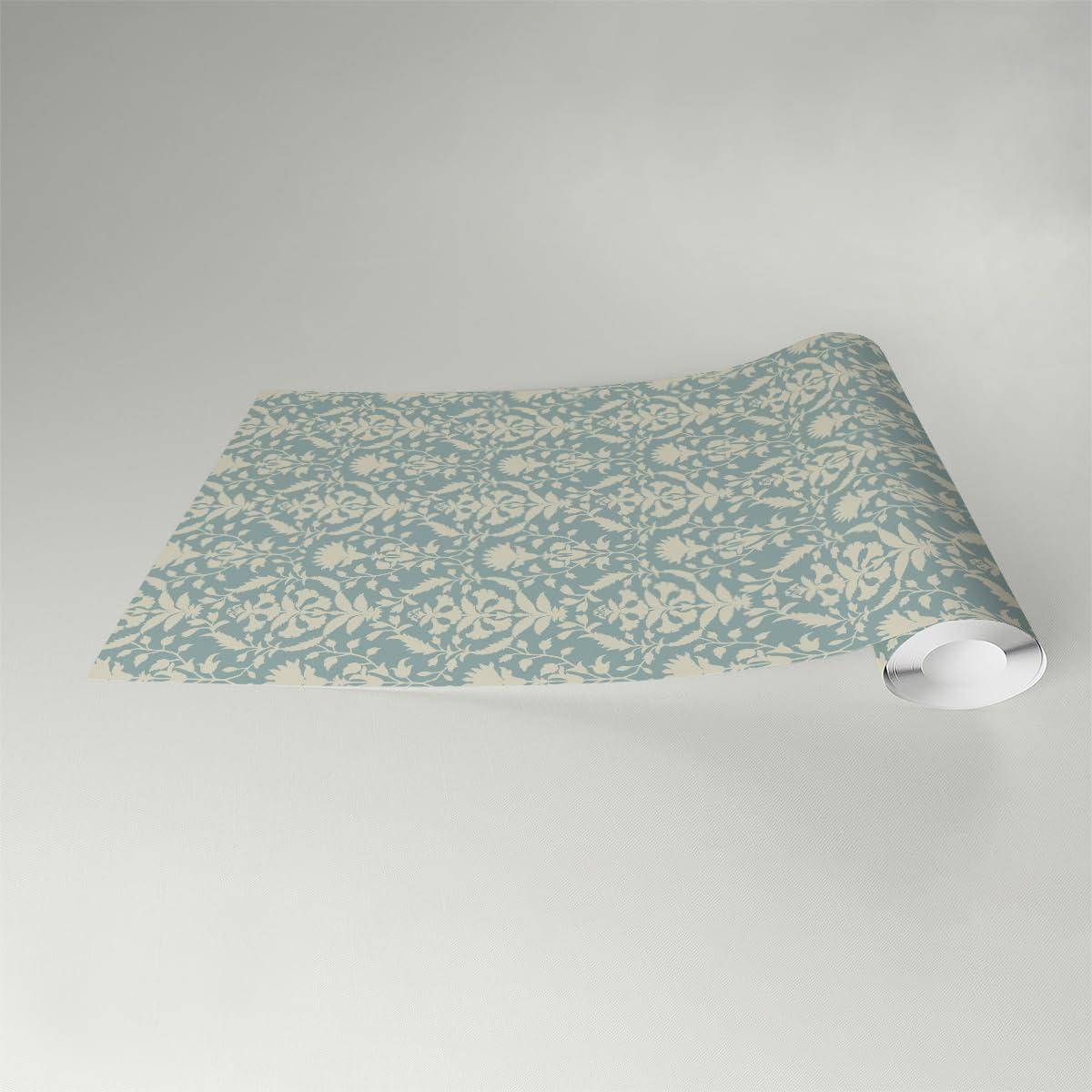 Chambray Blue Floral Self-Adhesive Vinyl Wallpaper Roll