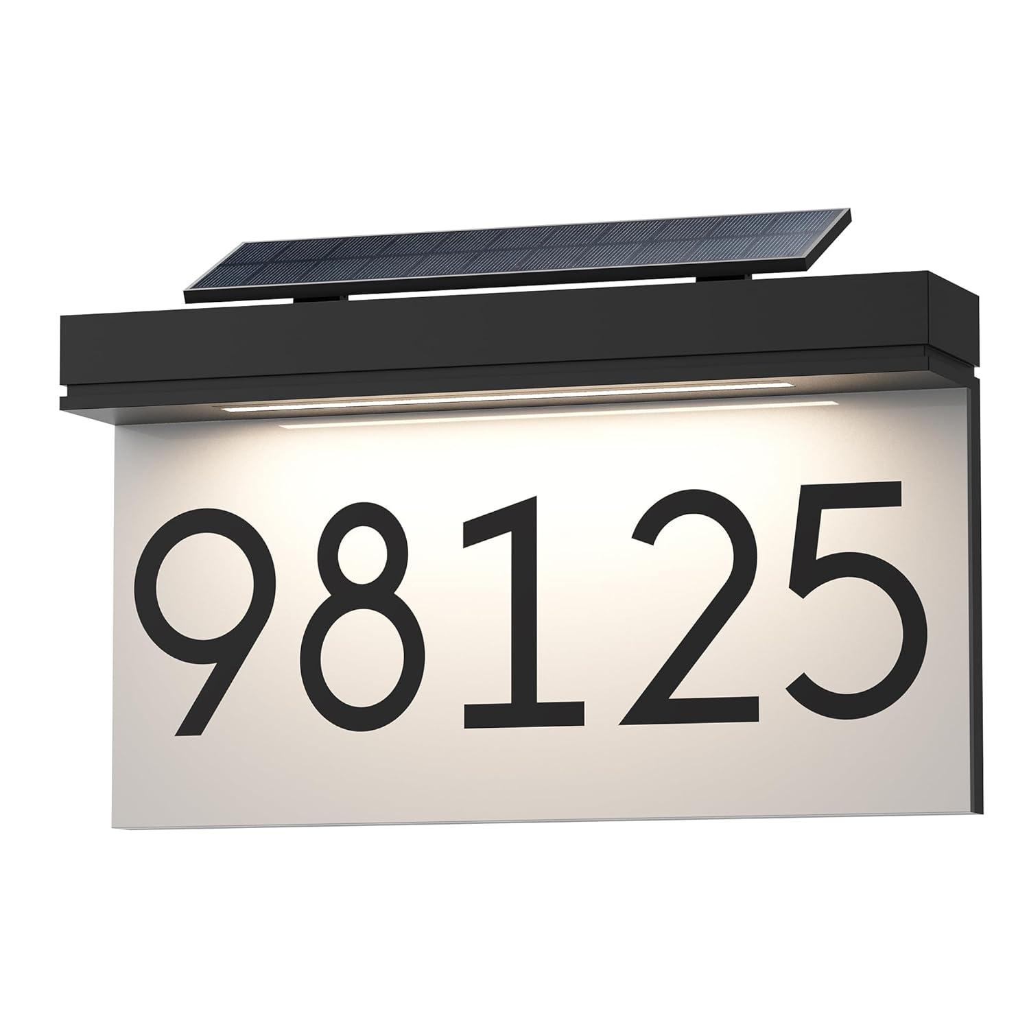 House Numbers Address Plaques For Houses Solar Powered Adjustable Solar Panel, 3 Lighting Colors Lighted House Numbers Address Sign, Address Sign For Outside Waterproof