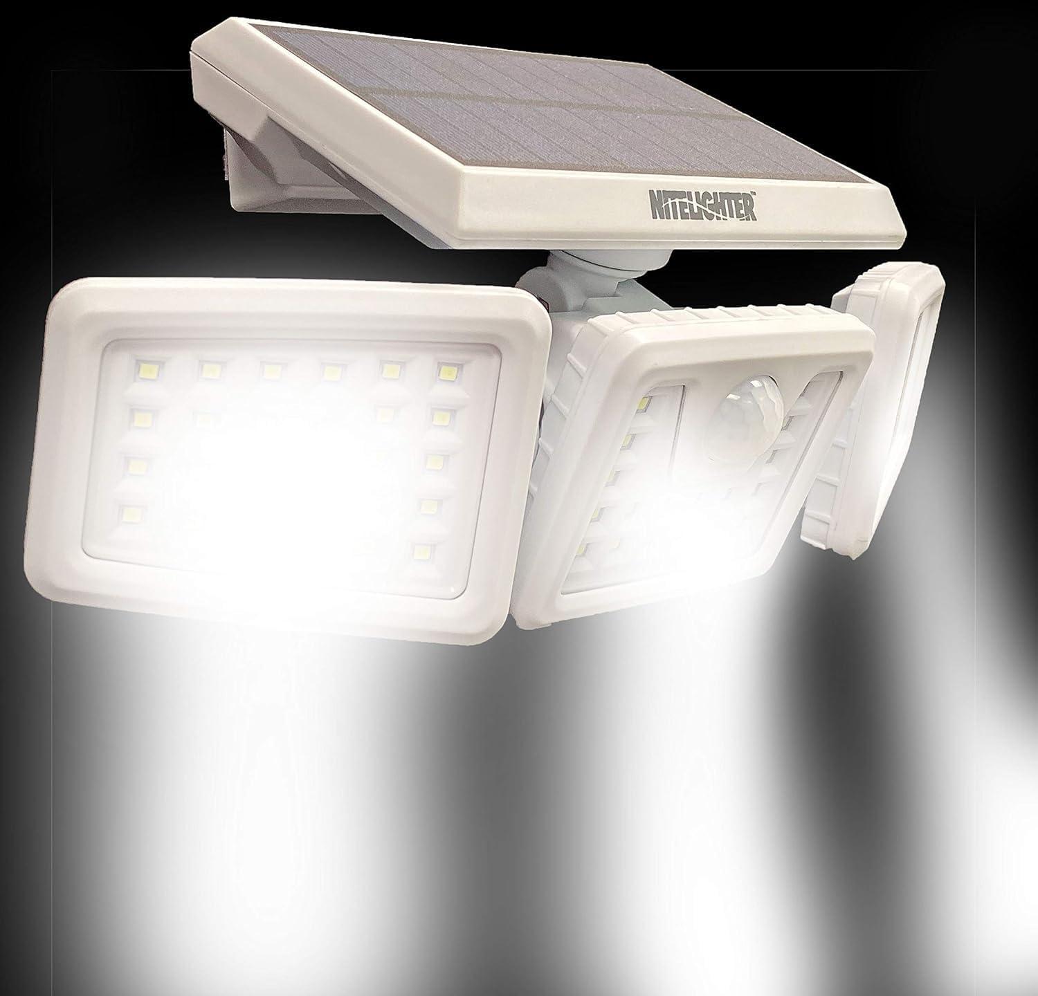 NiteLighter White Solar Powered Motion Sensor LED Flood Light