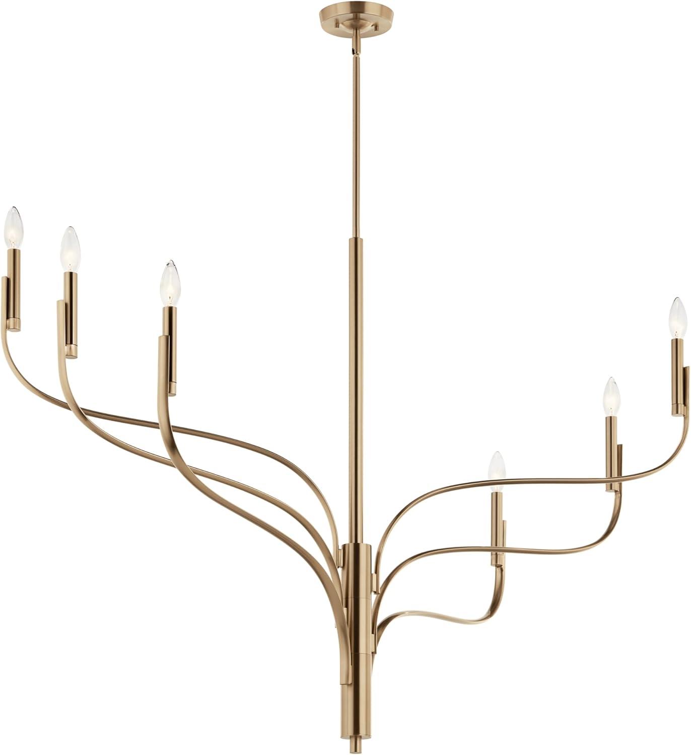 KICHLER Livadia 6-Light Chandelier, Soft Modern-Light in Champagne Bronze, for Foyer, Great Room, or Vaulted Dining or Bedroom (33.25" x 47.25"), 52674CPZ