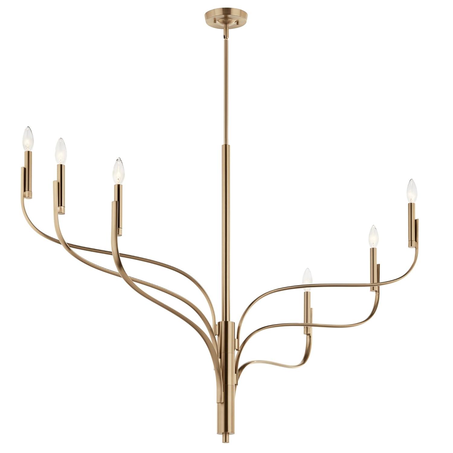 KICHLER Livadia 6-Light Chandelier, Soft Modern-Light in Champagne Bronze, for Foyer, Great Room, or Vaulted Dining or Bedroom (33.25" x 47.25"), 52674CPZ
