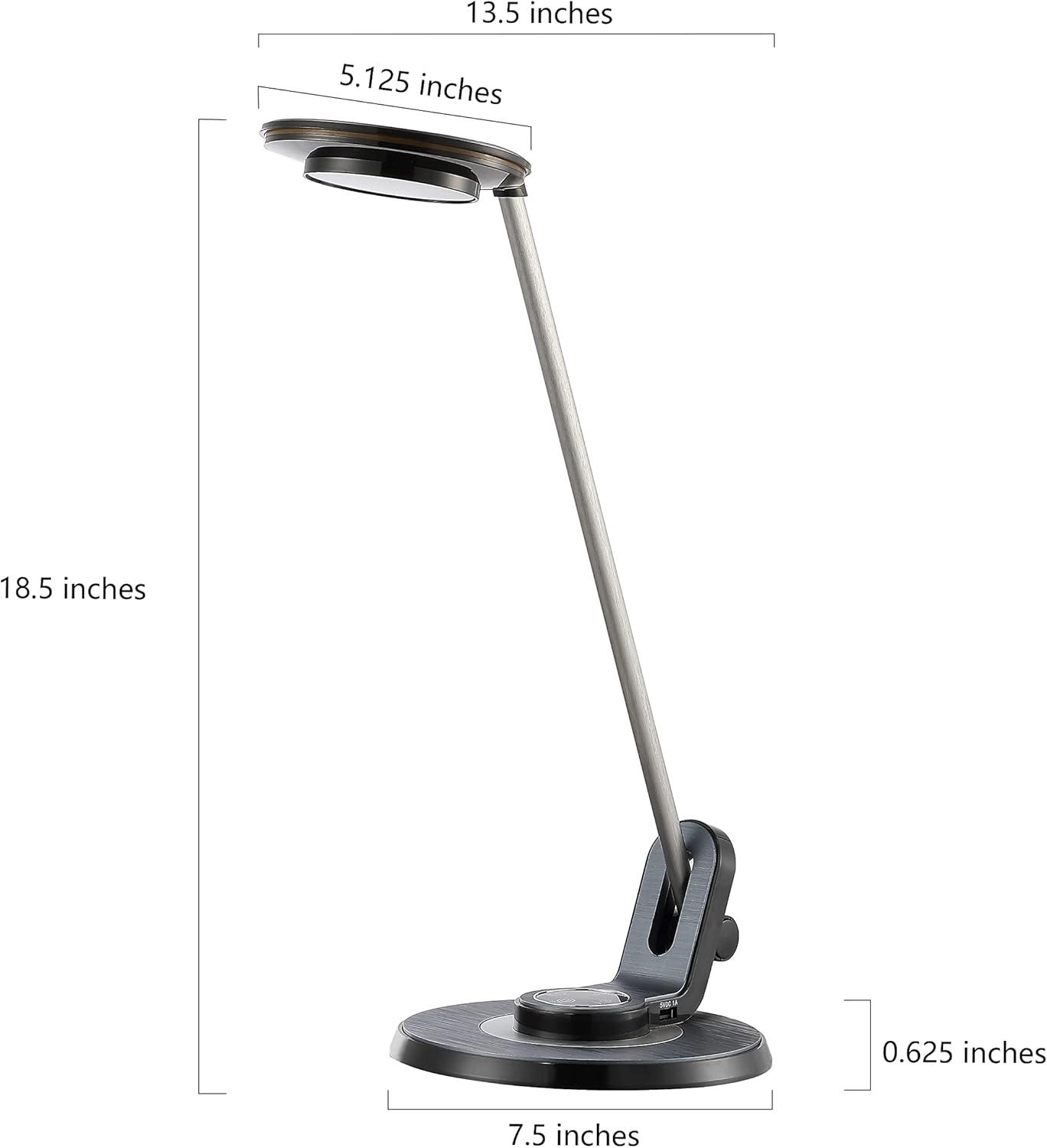 JONATHAN Y JYL7701A Dixon 18.5" Aluminum Contemporary Farmhouse Minimalist Adjustable Dimmable USB Charging LED Task Lamp for Bedroom Living Room Office, Black