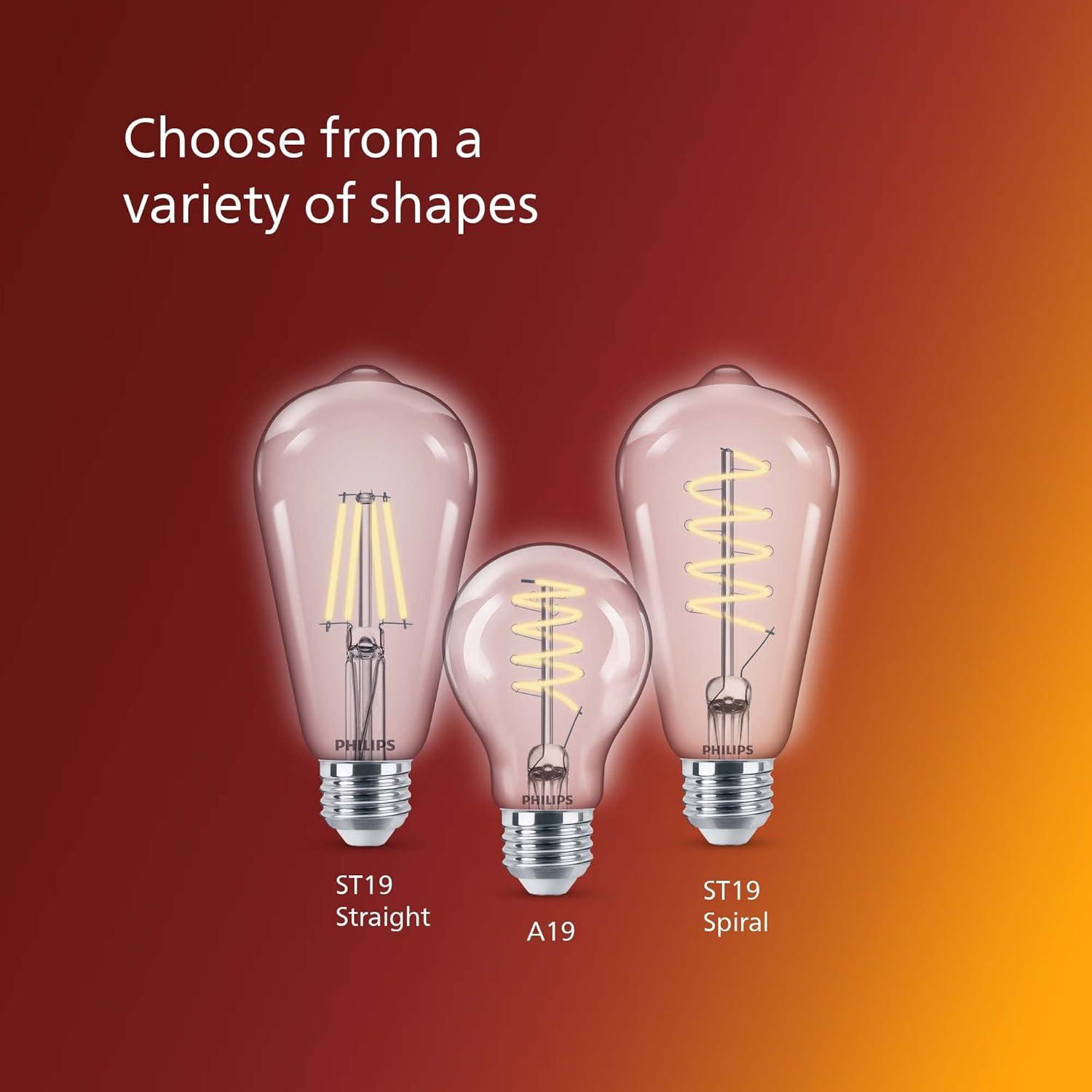 Philips LED 60-Watt ST19 Straight Tubular Filament Lightbulb, Clear Bright White, Dimmable, E26 Medium Base (1-Pack):