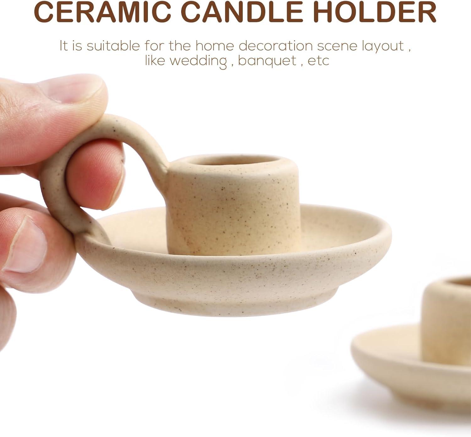 2Pcs Ceramic Candlestick Nordic Style Candleholder Desktop Candle Stand