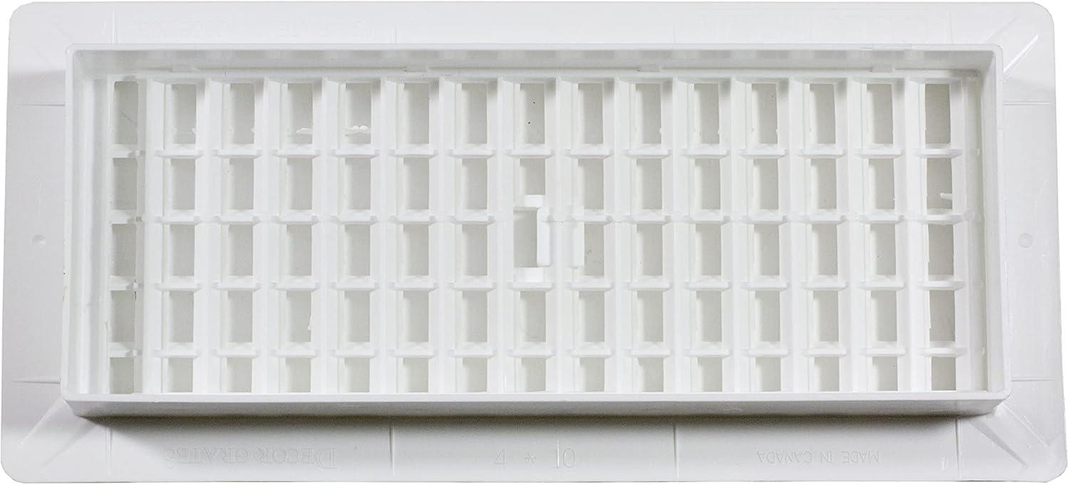 Decor Grates PL410-WH 4-Inch by 10-Inch Plastic Floor Register, White