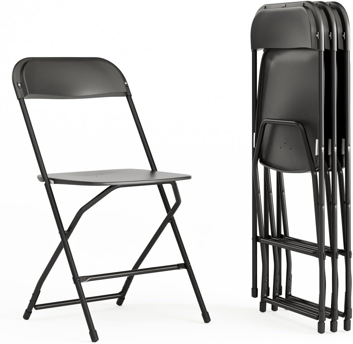 Hercules Series 650LB Capacity Black Metal Folding Chair Set