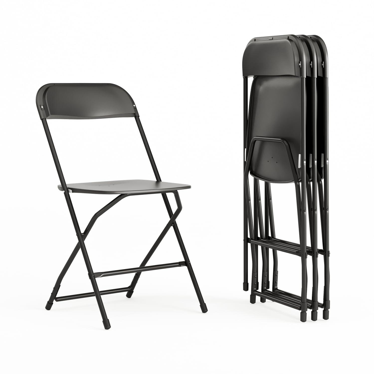Flash Furniture Hercules Series Plastic Folding Chair - Black - 4 Pack 650LB Weight Capacity Comfortable Event Chair - Lightweight Folding Chair -