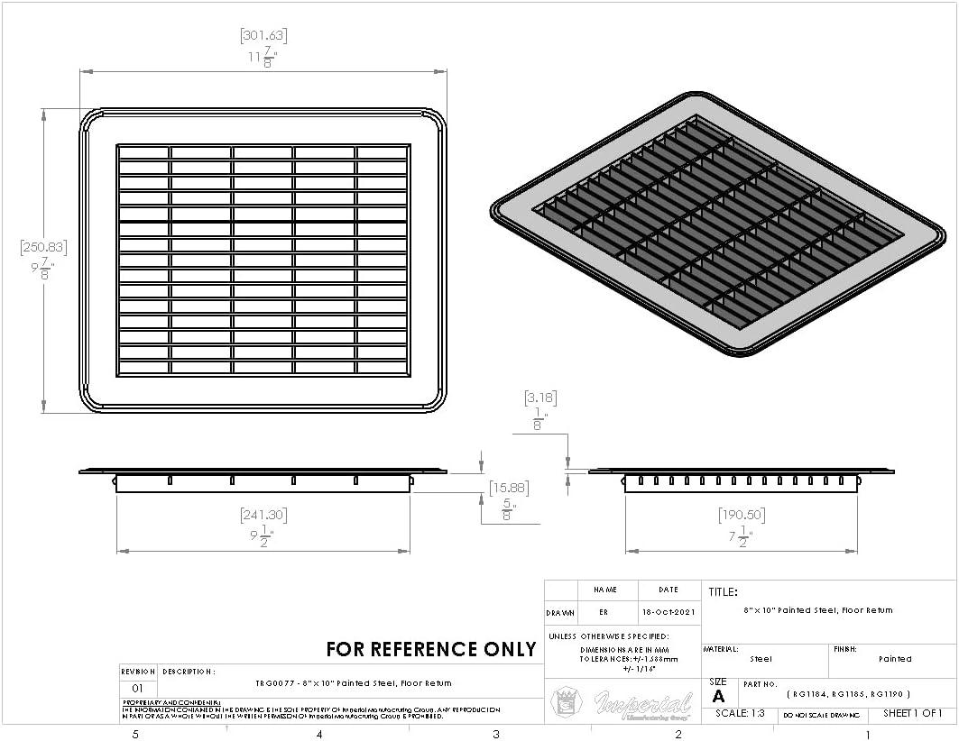 Imperial Brown Heavy Gauge Steel 8" x 10" Floor Grille