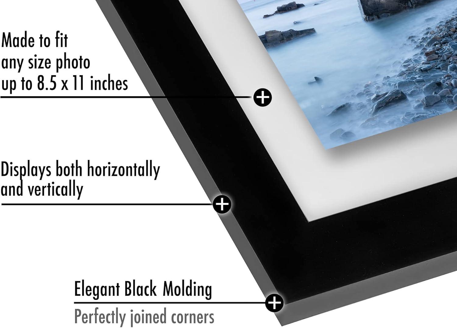Americanflat Black Floating Picture Frame | Displays Any Size Photo up to 8.5 x 11 Inches. Lead Free Glass. Hanging Hardware Included!