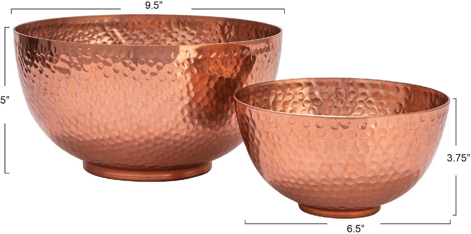 Bloomingville, Copper Round Hammered Metal Bowls, Set of 2 Sizes, Finish