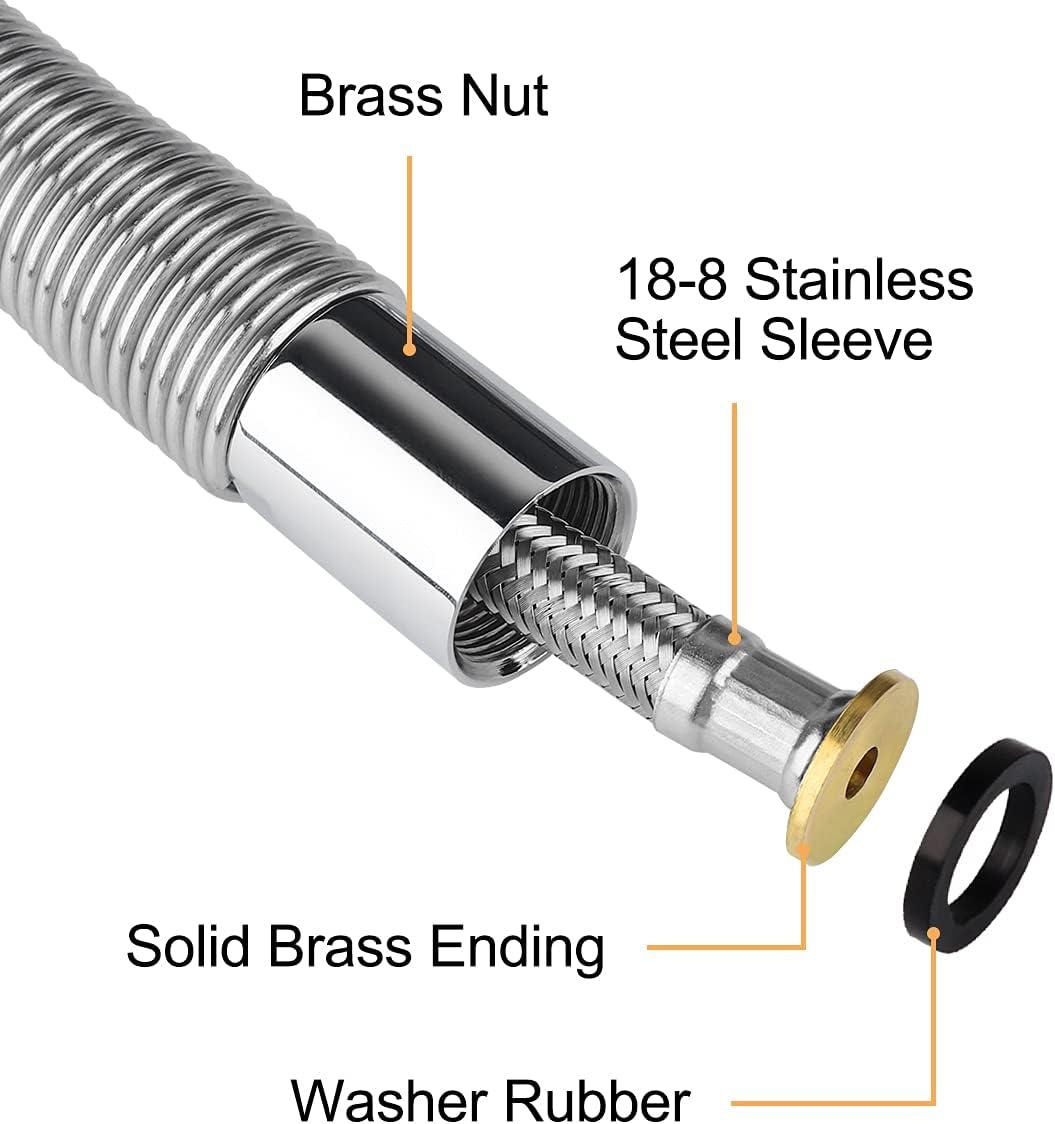 KWODE Pre-rinse Hose 38 Inch Flexible Stainless Replacement Hose for All Brand Commercial Kitchen Sink Faucet with 7/8”-20NPT Female Thread (96CM/38”)