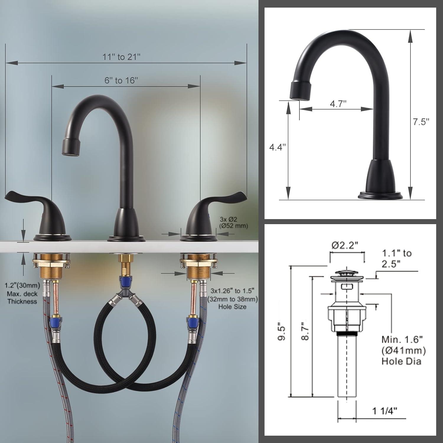 Matte Black 8-Inch Widespread Double Handle Bathroom Faucet