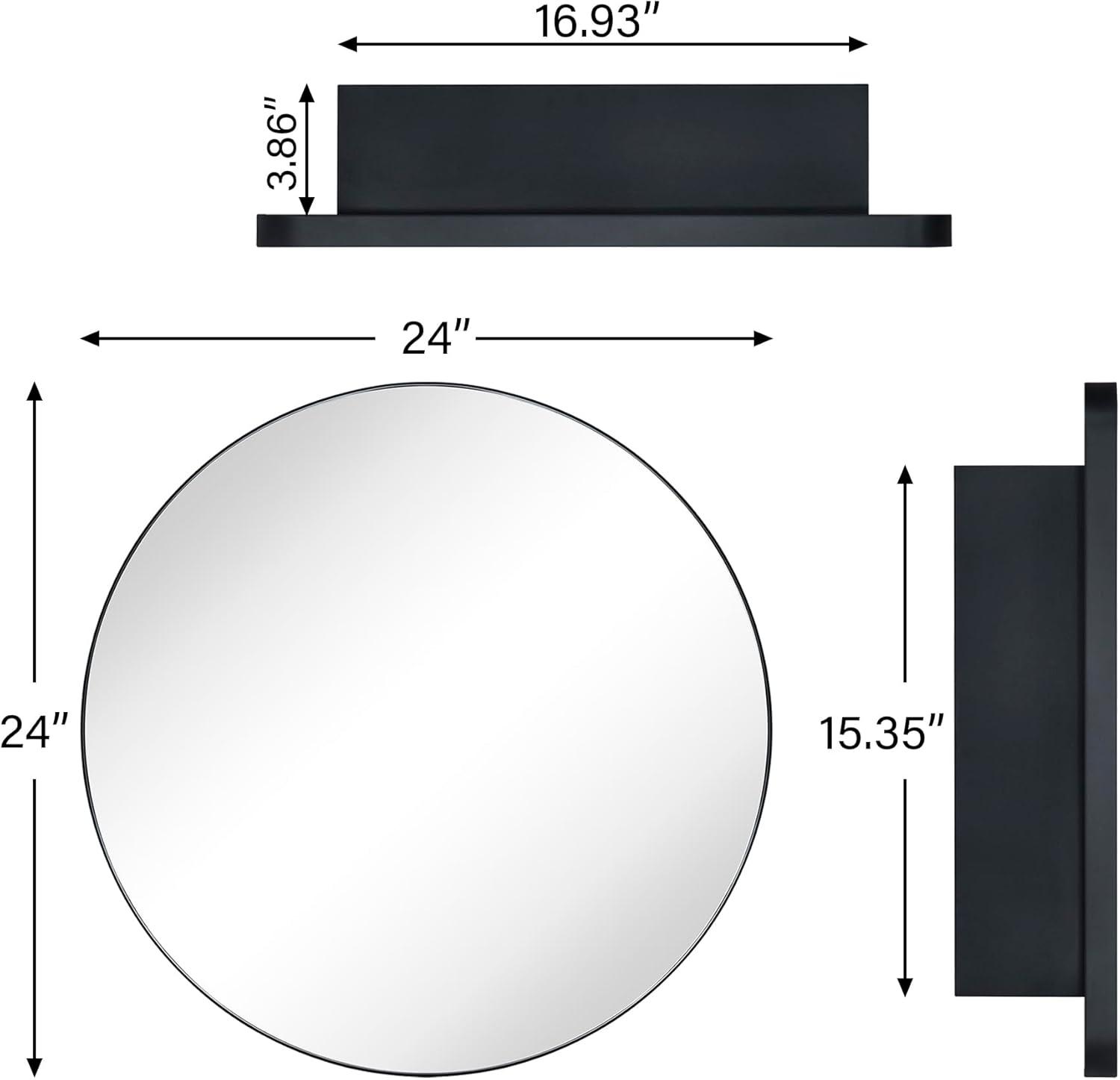 TEHOME  Myriel 30 in. W x 30 in. Surface Mount Round Circle Bathroom Metal Framed Medicine Cabinet with Mirror in Matt Black