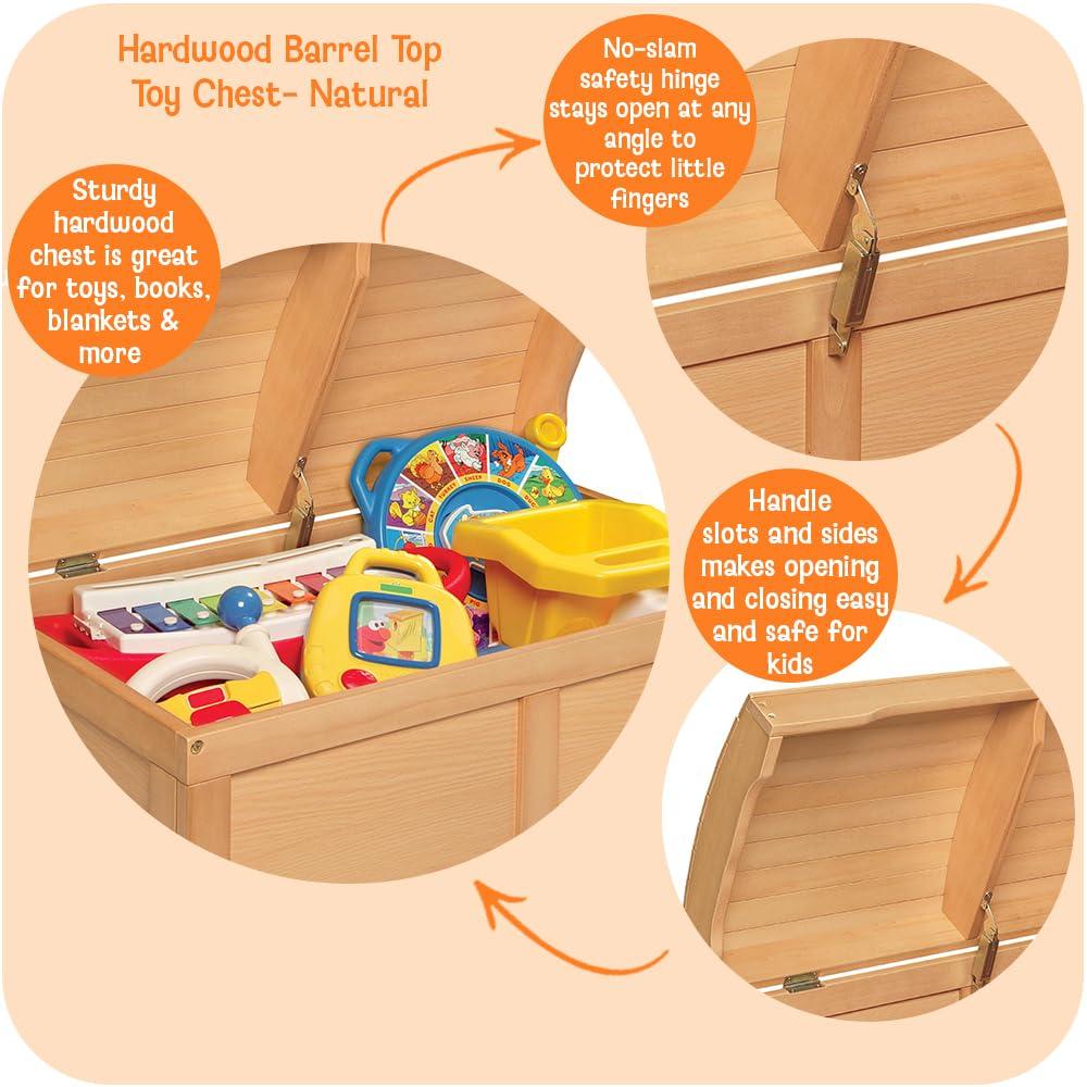 Badger Basket Hardwood Barrel Top Toy Chest - Natural