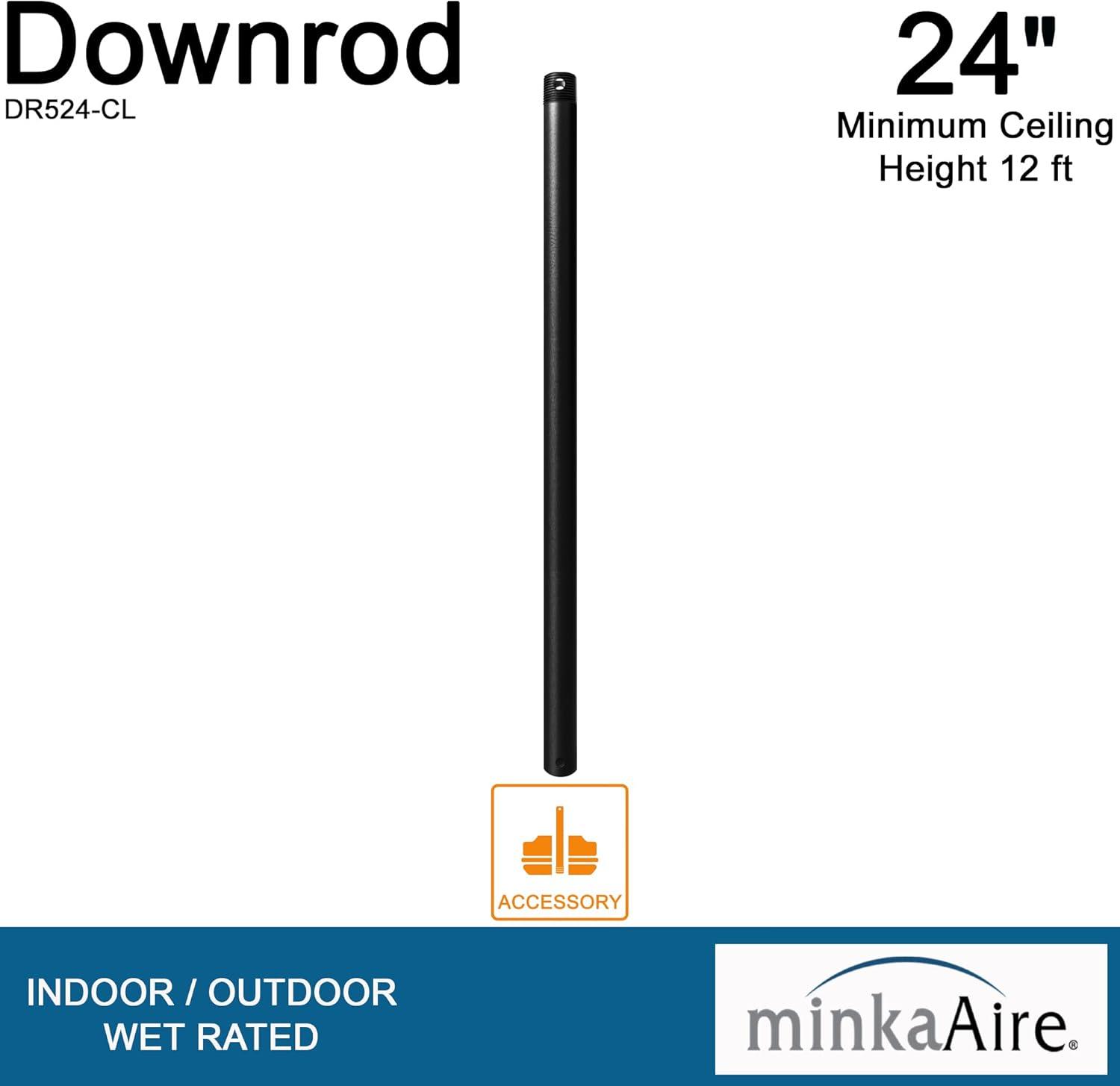 Coal Black 24-Inch Steel Ceiling Fan Downrod