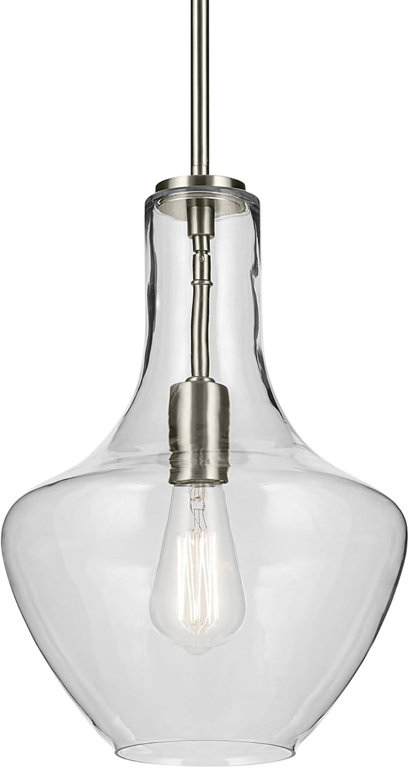 Everly 15.25" 1 Light Bell Pendant Clear Glass Chrome