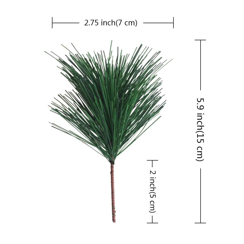 20 Pieces Artificial Pine Needles Branches Garland Small Pine Twigs Stems Picks Fake Greenery Pine Picks Green Plants Pine Needles for Christmas Garland Wreath Floral Arrangement Holiday Decoration