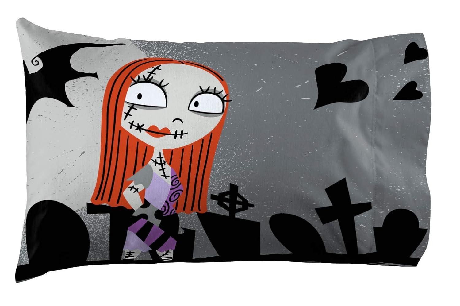 Disney Nightmare Before Christmas Grave Yard 1 Pack Reversible Pillowcase Featuring Jack Skellington and Sally