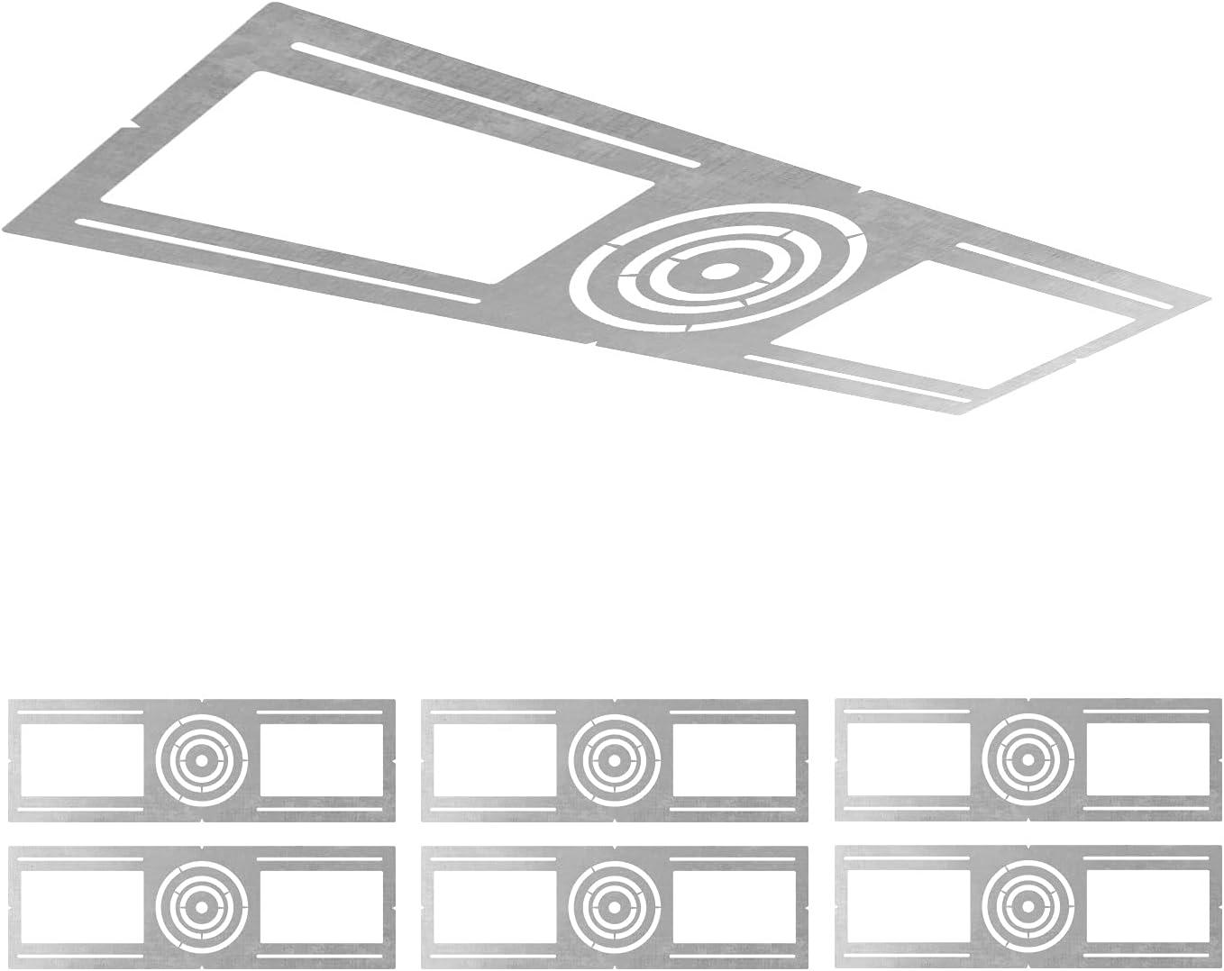 ASD New Construction Mounting Plate with Symmetric Round Hole - 3-4-6" Flat Steel Rough-in Bracket, LED Recessed Lighting Housing, 6 Pack