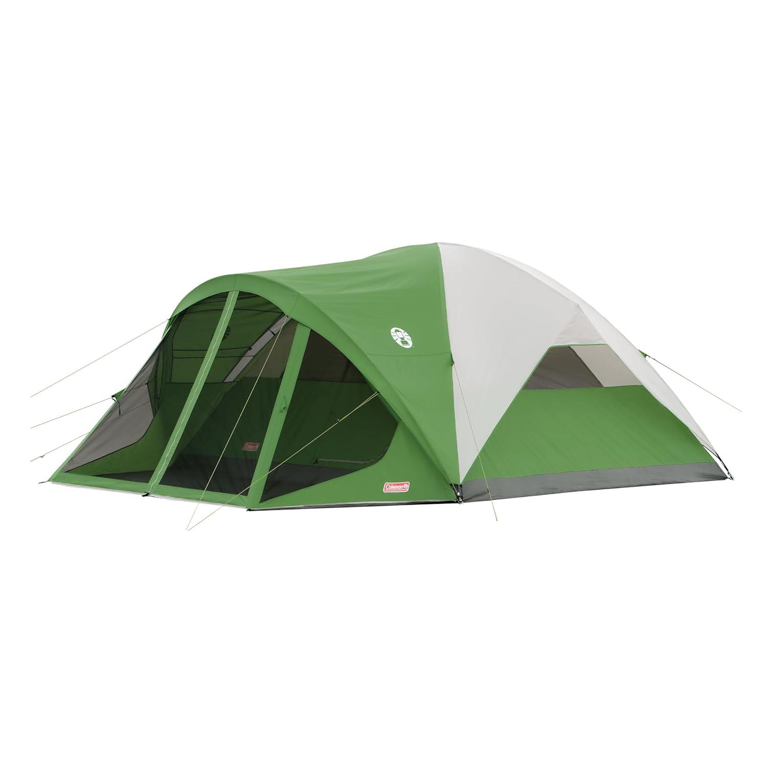 Coleman Evanston Screened Camping Tent, 6/8 Person Weatherproof Tent with Roomy Interior Includes Rainfly, Carry Bag, Easy Setup and Screened-In Porch