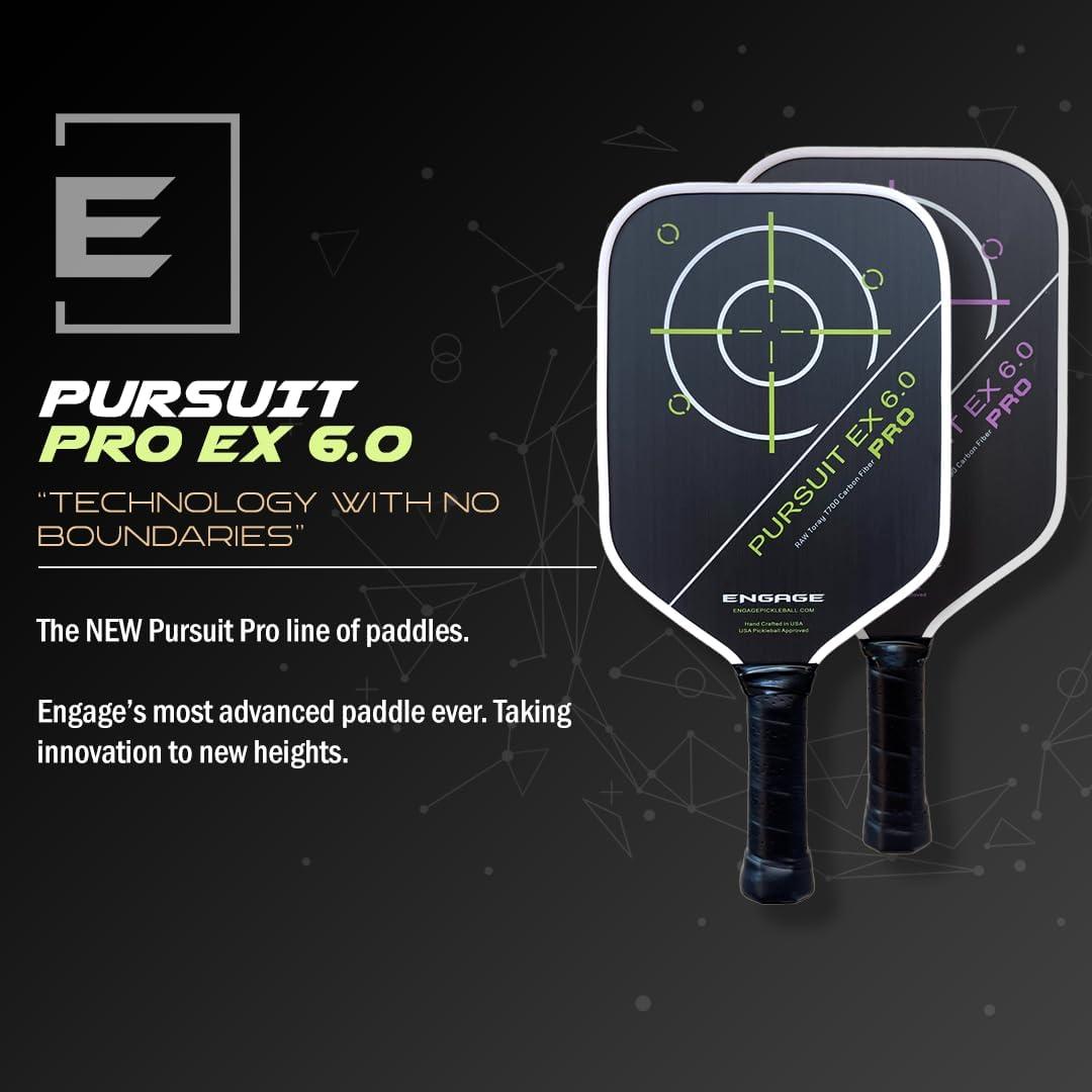 Engage Pursuit Pro EX 6.0 Pickleball Paddle – Widebody Shape, Raw T700 Toray Carbon Fiber Face, 16mm Control Pro Core, (Deep Magenta, LITE)