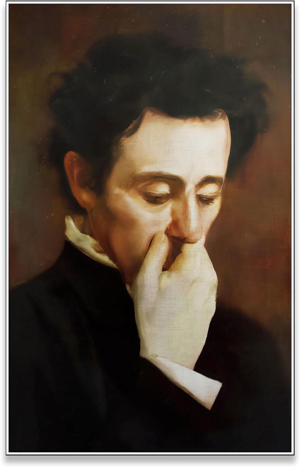 JDNWKBBS Funny Bathroom Canvas Wall Art Humorous Classical Oil Painting Man Covering Nose Posters Vintage Toilet Pictures Prints Rustic Farmhouse Wall Decor for Bathroom Restroom 12x16in Unframed